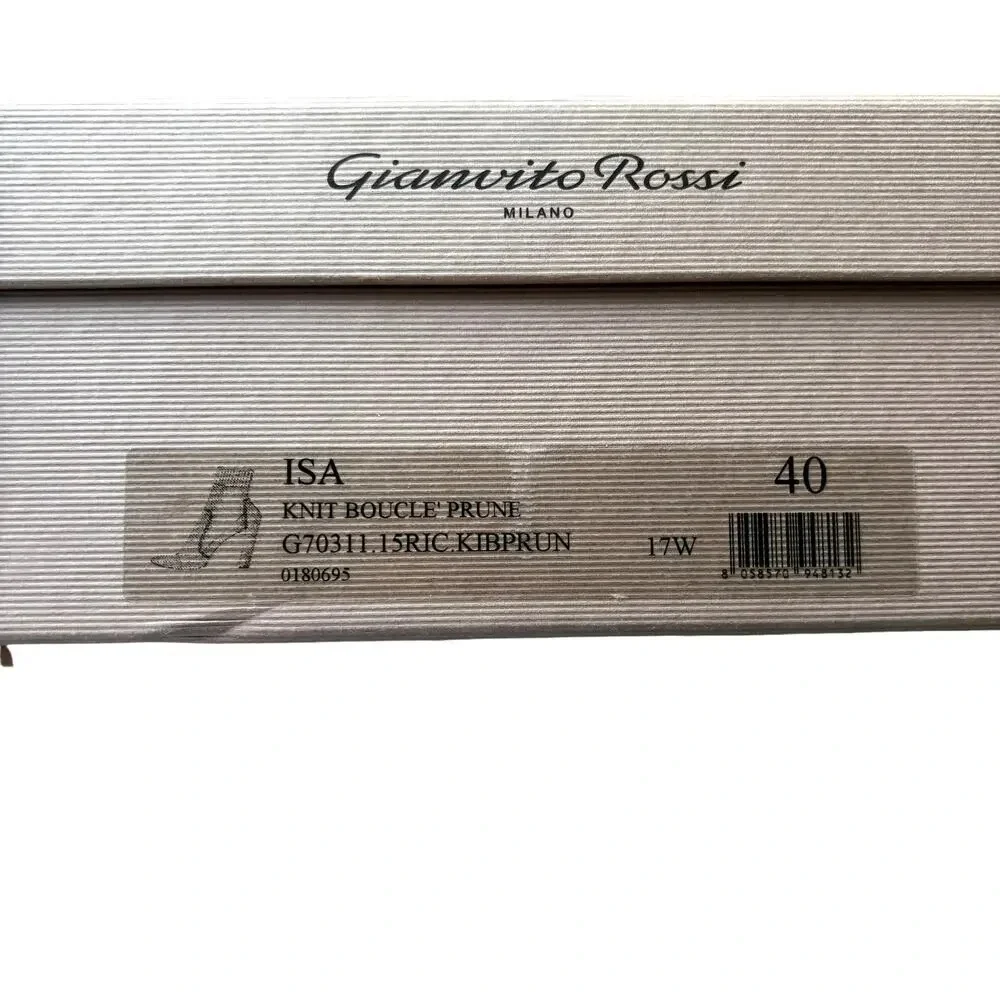 Gianvito Rossi Milano Isa Knit Boucle Boots Color Prune Size 40 US SIze 10